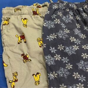 Snowflake & Dog Print Pajama Pants size 4X & 26/28 Flannel Sonoma&Cachique #2008